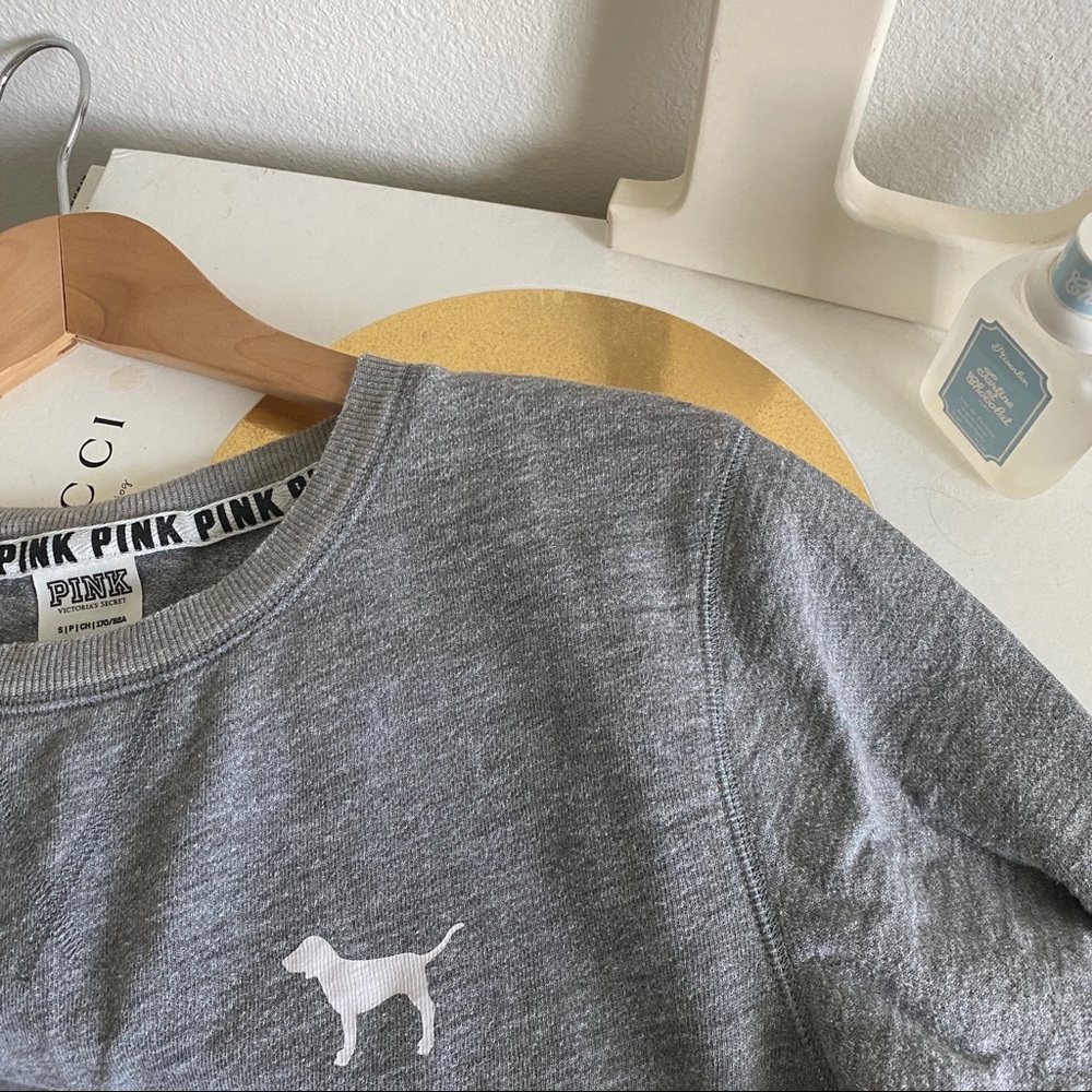 pink grey sweater